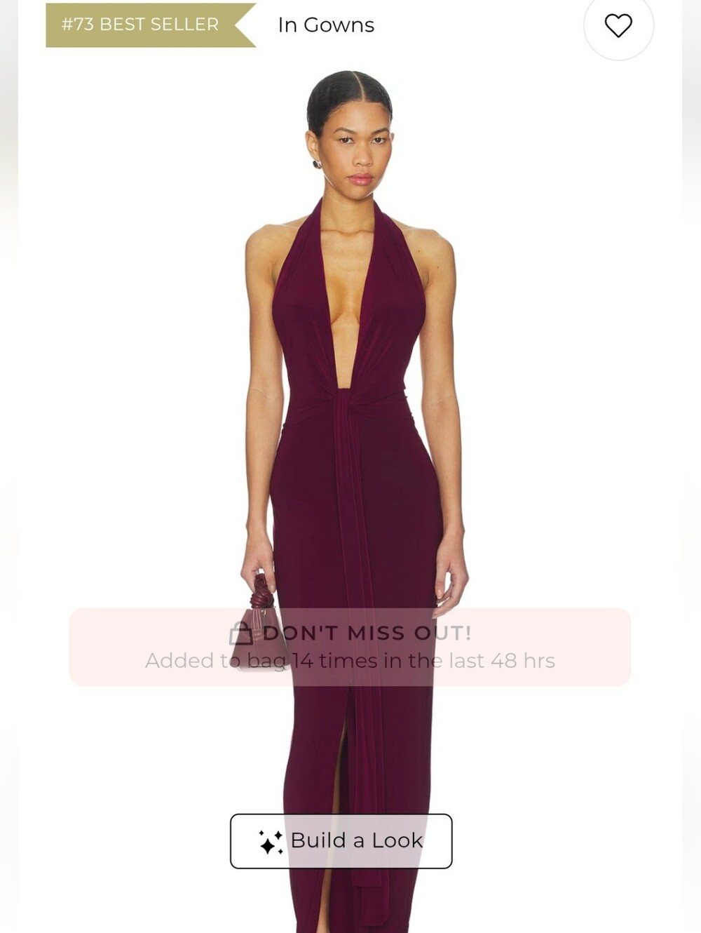 Norma Kamali Plunging Halter Gown in Deep Wine